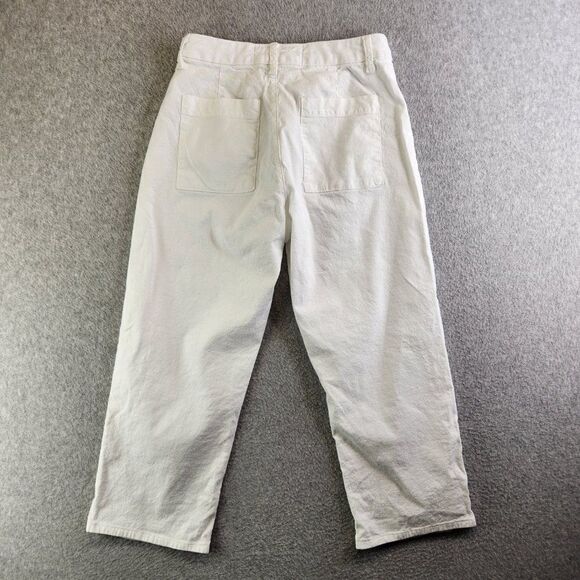 Frank Eileen Pants Womens 2 White Kinsale Cropped Ankle Linen Blend Stretch - Picture 4 of 15